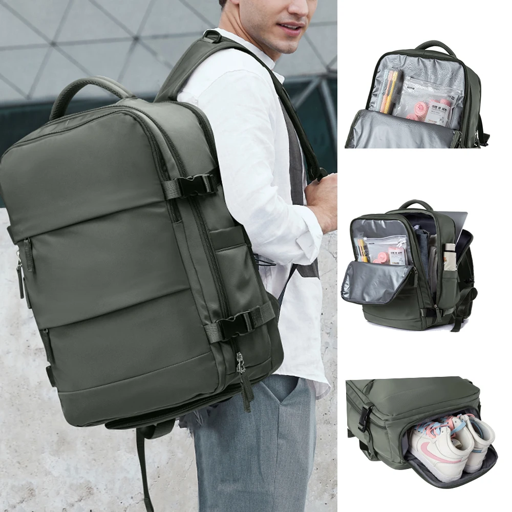 Waterproof Men Travel Backpack Airplane Luggage Boys School Bags Lightweight 17inch Notebook Large Capacity Multi-Function