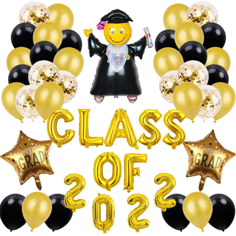 

2022 Graduation Season Party Ceremony Atmosphere Balloon 40pcs Set Classroom Scene Decoration Aluminum Film Latex Balloon