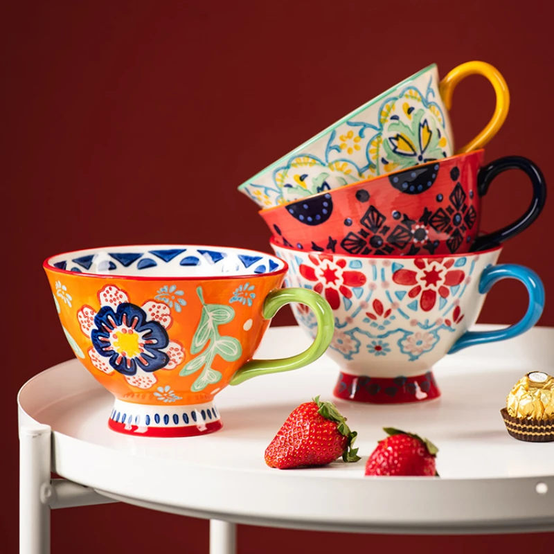 

420ml Ceramic Mug Large Capacity Breakfast Milk Water Cup Creative Personality Lovely Home Nordic Coffee Cup