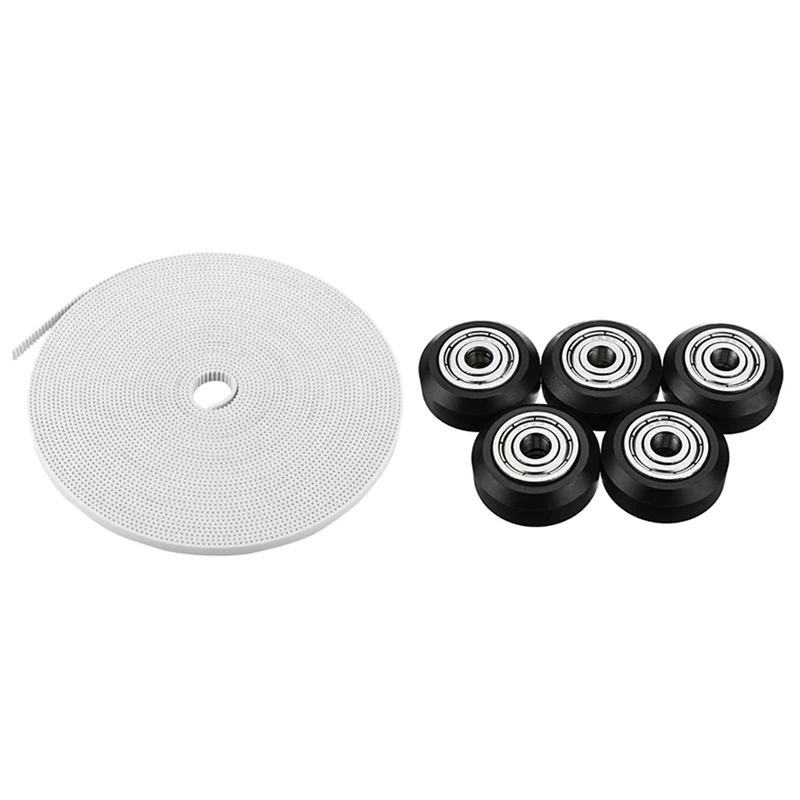 

5 Pack 3D Printer Accessories V-Slot POM Material Large Pulley With Bearing 24Mm & 1X 10M/Lot 3D Printer Accessory Parts 2GT-6MM