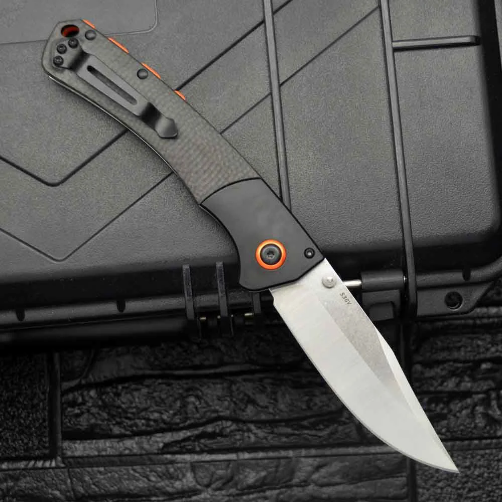 Camping BM 15080 Folding Knife Carbon Fiber Handle Outdoor Security Defense Tactical Saber Portable Pocket Knives