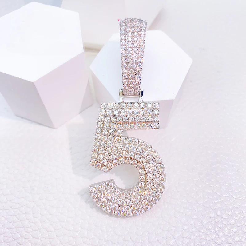 Кулон в стиле хип-хоп с муассанитом 5 цифр для женщин и мужчин серебро 925 пробы