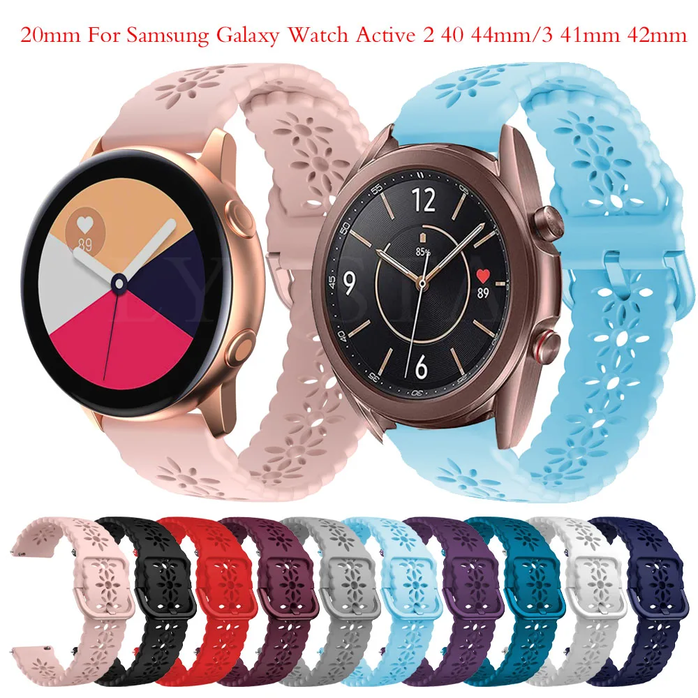 

Силиконовый кружевной ремешок 20 мм для Samsung Galaxy Watch Active 2 40 мм 4/Classic/46 мм/44 мм/Gear S2, браслет для Galaxy Watch 3 41 мм 42 мм