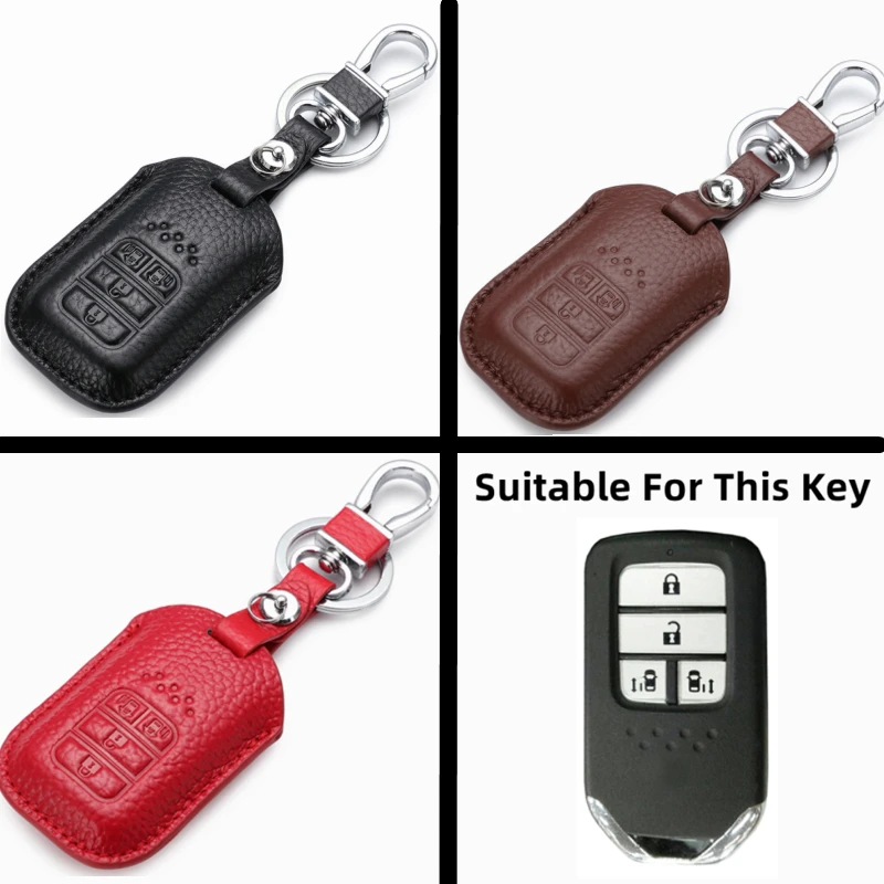 

FLYBETTER Genuine Leather 4Button Keyless Entry Smart Key Case Cover For Honda Odyssey Elysion Freed