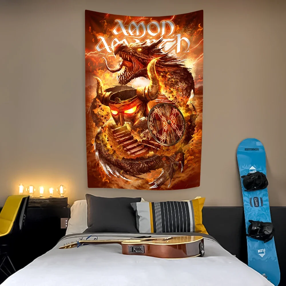 Death Metal Band Amon Amarth Настенный Гобелен Современный Стиль Полиэстер Декоративный Для