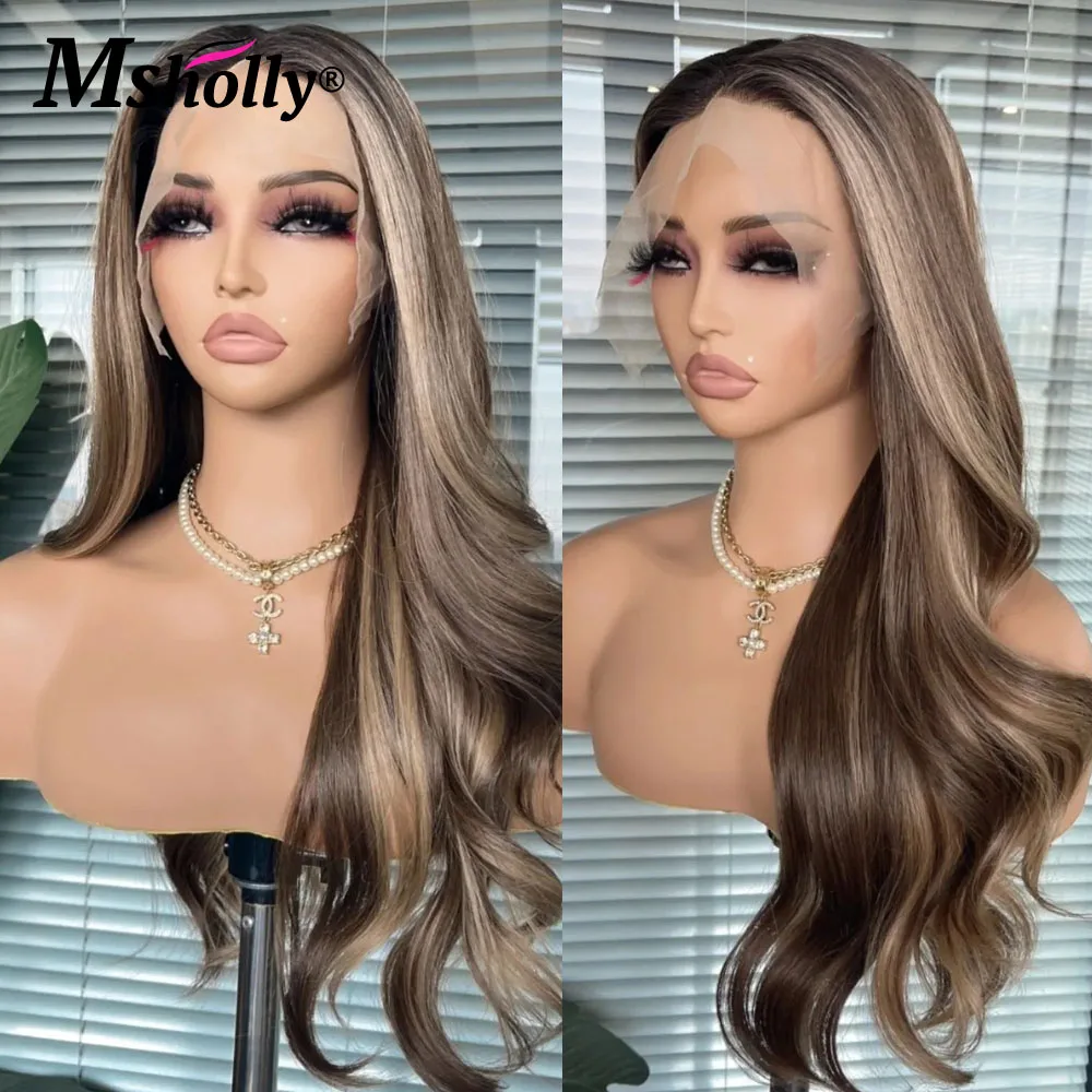 Рождественский мелированный шоколадно-коричневый объемная волна 100% парик из