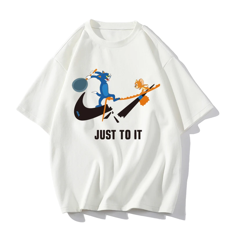 

Summer Momen Men T-shirt Short Sleeve O-neck Tshirt Cotton Oversized Anime JERRY TOM Fit StreetWear Hiphop Trendy Print Tees