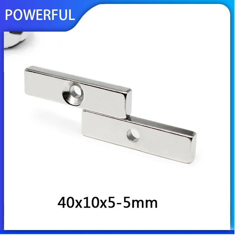 

2~30PCS 40x10x5-5mm Countersunk Sheet Search Magnet 40mm x 10mm x 5mm Hole 5mm Quadrate Strong Permanent NdFeB Magnet 40*10*5-5
