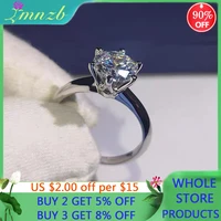 classic luxury 18k white gold color ring high quality 2 carat created diamond wedding engagement band women fashion jewelry r18