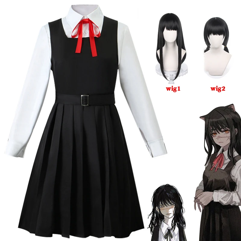 

Костюм для косплея аниме бензопила, мужской митака АСА, парик JK, школьная Женская война, дьявол, платье, рубашка, носки, галстук-бабочка