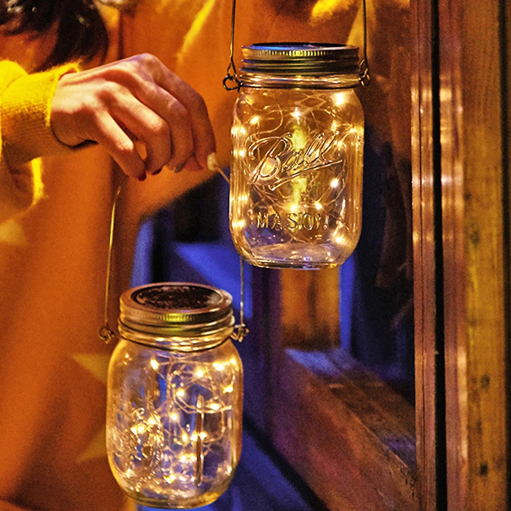 4x солнечная энергия Mason Jar Lid Lights Светодиодные водонепроницаемые сказочные