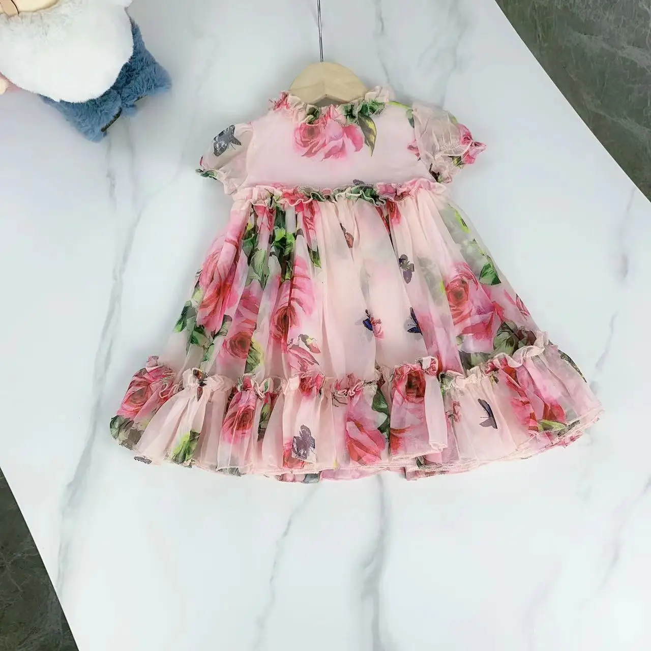 

Luxury Children's Clothing Girls Summer Dress Kids Designer Clothes 2022 Cute Sweet Floral Children Dress Girl Wedding Costumes