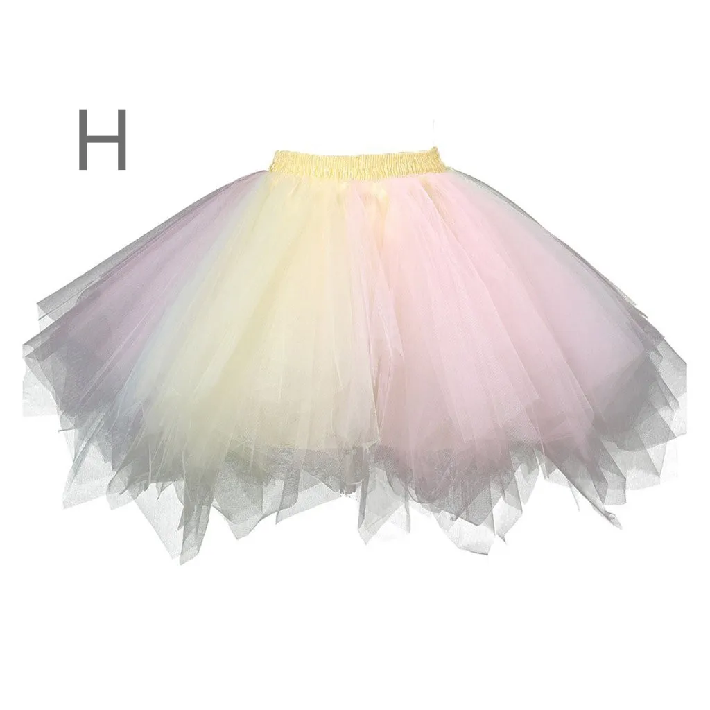 

Womens Pleated Gauze Colours Short Skirt Princess Skirt High Quality Adult Tutu Dancing Skirt Pleated Layered Tulle Mini Skirt