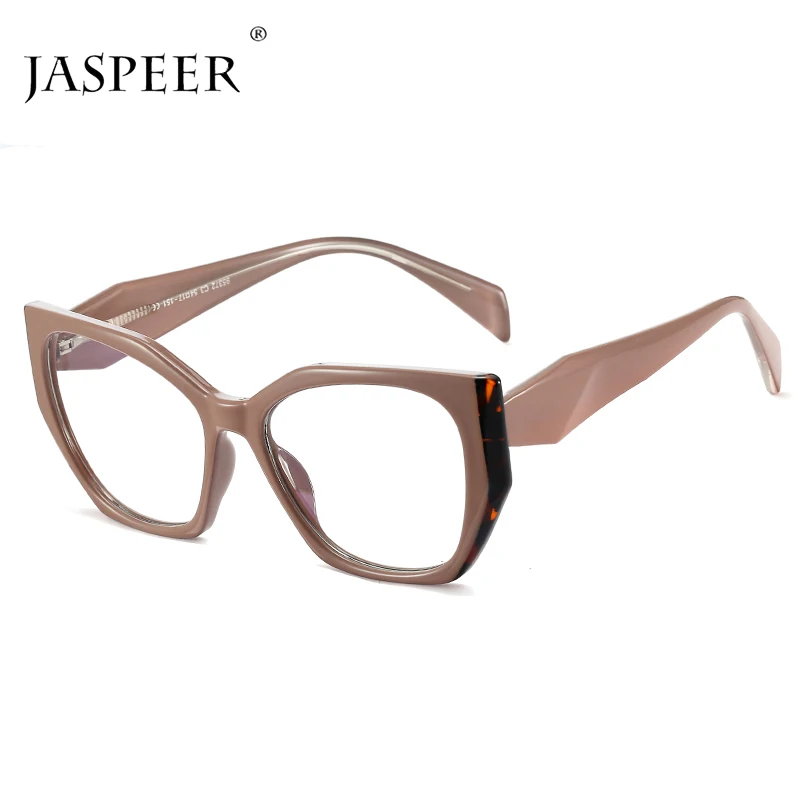 

JASPEER TR90 Large Frame Two-Color Stitching Anti-Blue Light Blocking Optical Glasses Frames Vintage Women's Retro Trend Glasses