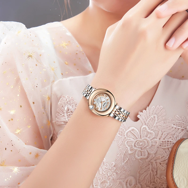 

Watch ladies fashion temperament quartz watch waterproof solid steel band Ladies Watch