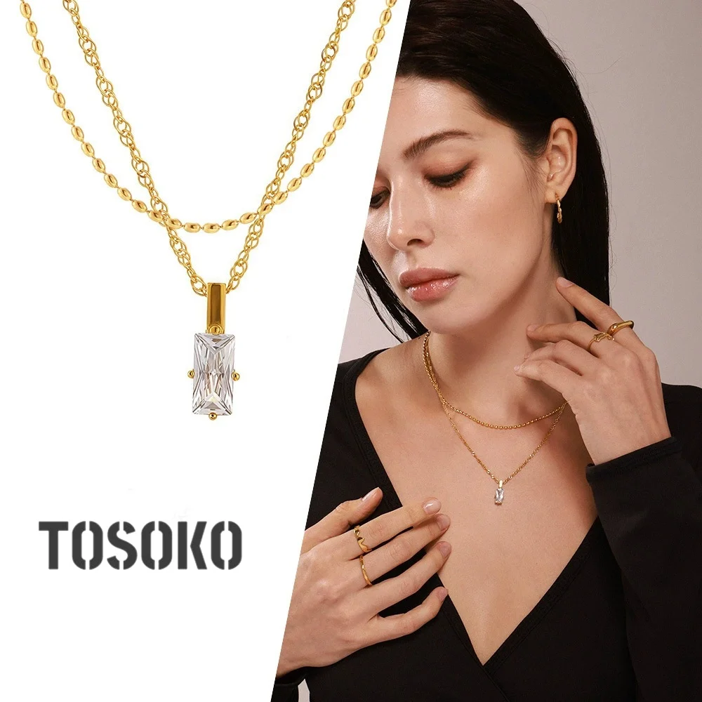 TOSOKO модные двухслойные ювелирные изделия из нержавеющей стали маленькое