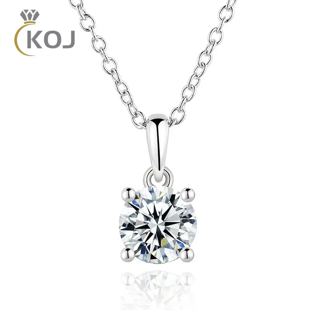 

KOJ 1CT Moissanite Necklace 925 Silver Not Allergy Inlaid Moissanite Pendant Jewelry Luxury Glitter Versatile Necklace