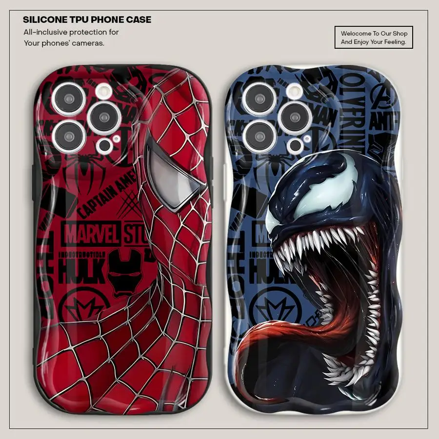 Marvel Sipiderman Venom Phone Case for iPhone 13 Mini 8 7 14 Plus XR 15 16 ProMax SE XS Max 11 Pro 12 Silicone Soft Cover