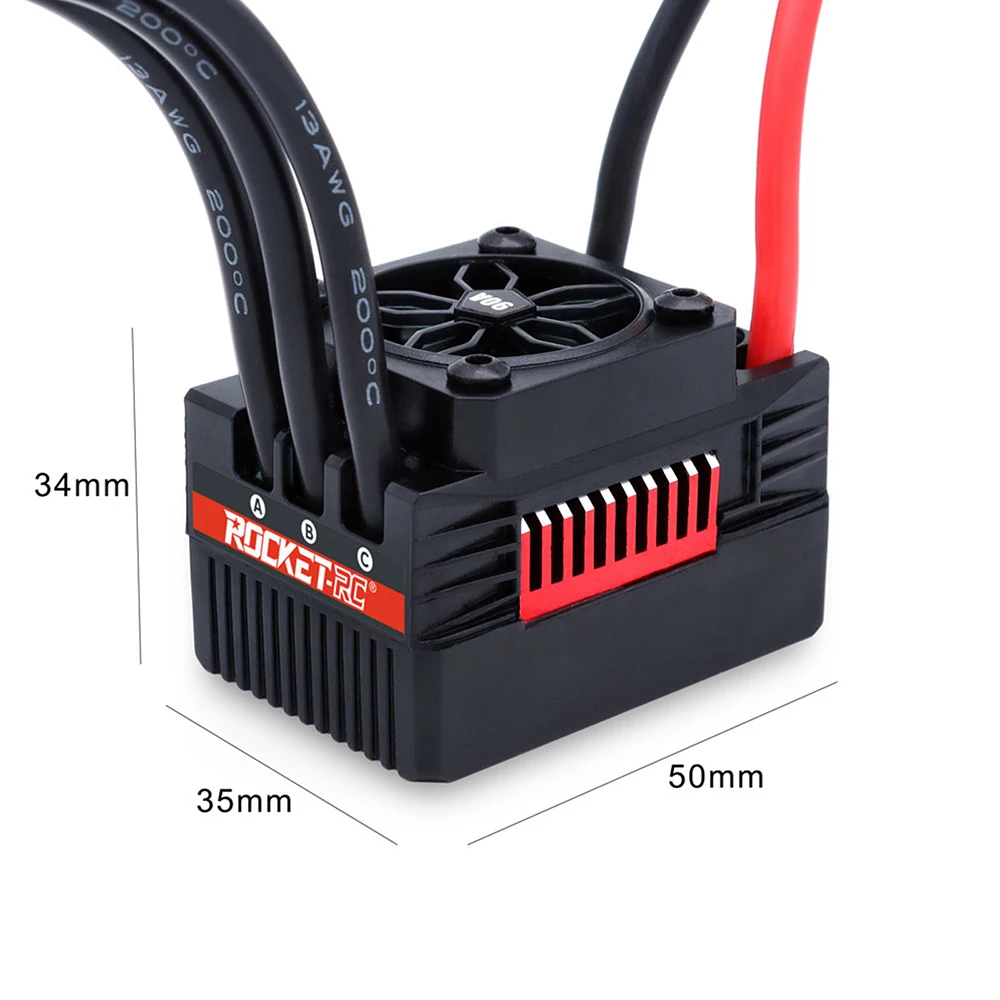Фото Rocket V2 Supersonic 90A ESC водонепроницаемый бесщеточный сенсорный контроллер с 7,4 В/8,4 в 6A BEC для двигателя 3650 1:10 радиоуправляемые автомобильные запчасти №3