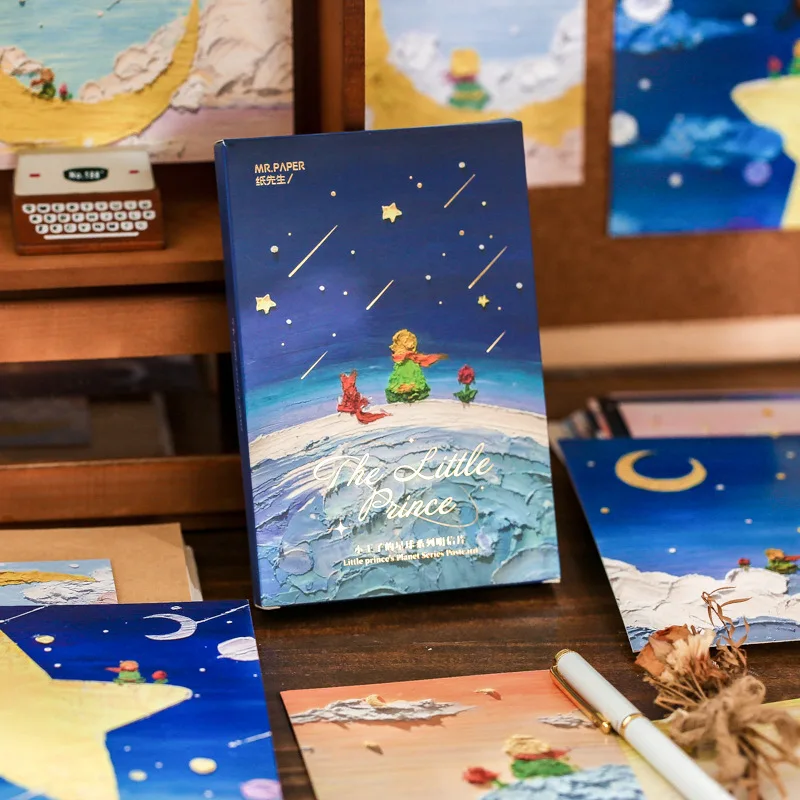 

30pcs Postcard Set Little Prince Series Creative Cartoon Oil Painting Card Gift Blessing Message Card Wall Decoration