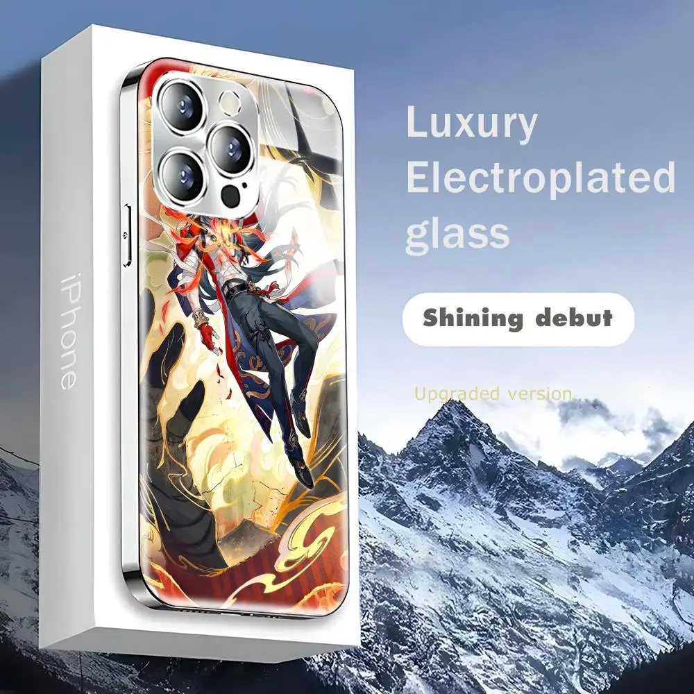 Фото Чехол для телефона Star Rail Mortenax Blade для iPhone 17 AIR 16 15 14 13 12 Pro Plus Max, стеклянный с гальваническим покрытием №4