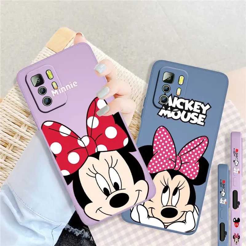 Mickey Minnie Disney Anime Liquid Left Rope Soft For Xiaomi Redmi Note 11 10S 10 9S 9T 9 8T 8 Pro Plus 7 6 5 4G 5G Phone Case