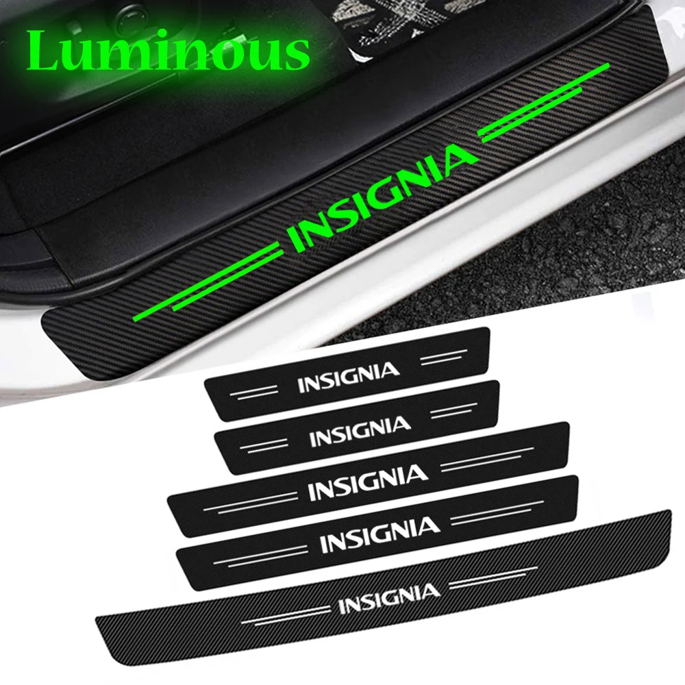 

Luminous Car Door Sill Protector Plate Rear Trunk Bumper Threshold Stickers for Opel Insignia Logo Astra J Mokka Zafira Corsa