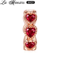 la menars rose gold charm with shiny red love zircon fine jewelry beading suitable for women bracelet necklace s