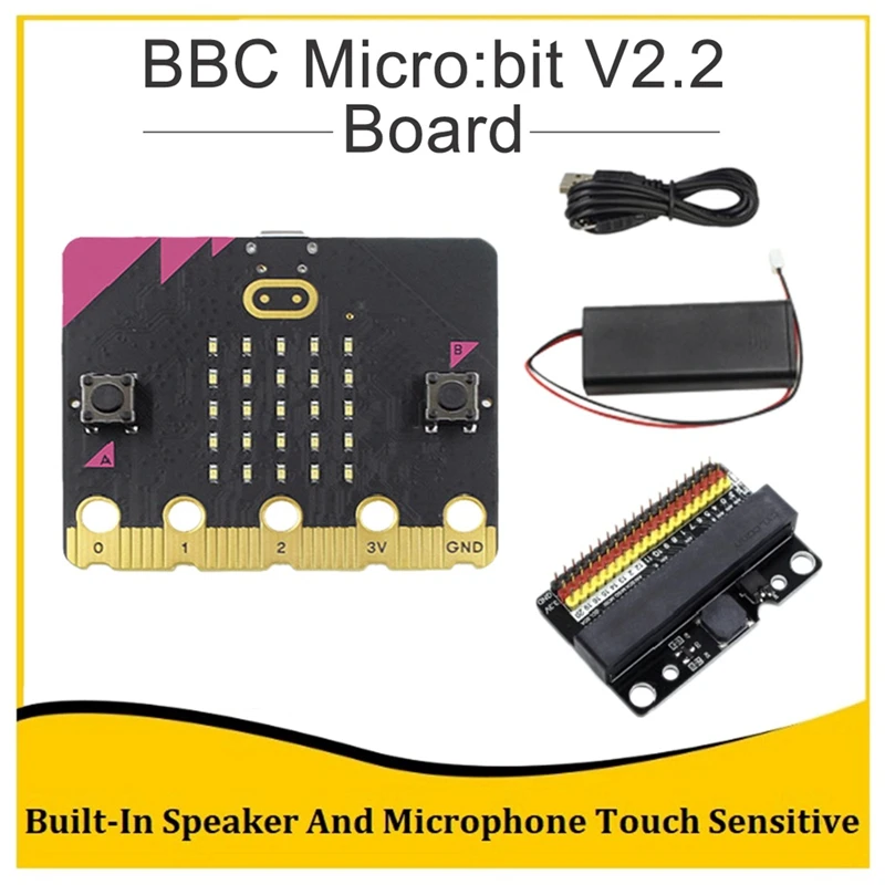 

BBC Micro:Bit V2.2 Go Kit Built-In Speaker Microphone Programmable Development Board+IO BIT V1.0 Expansion Board