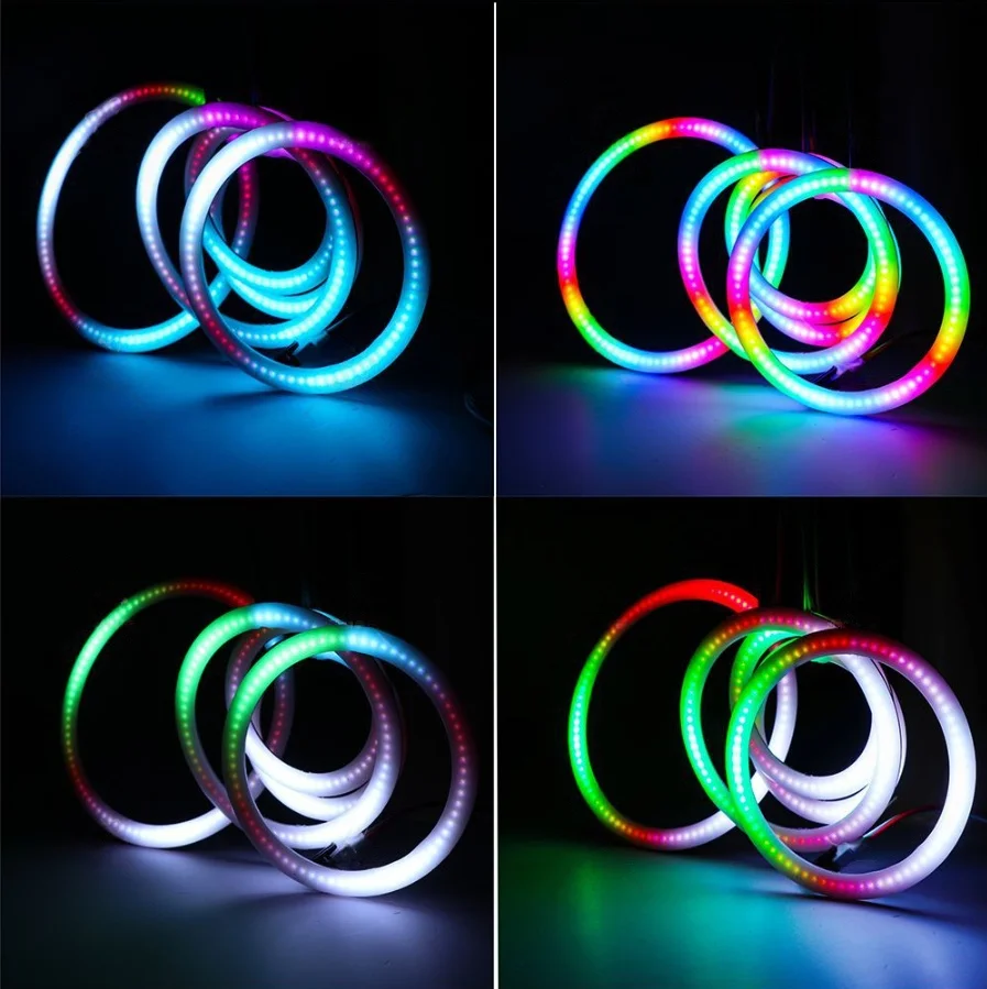 Светодиодное кольцо Angel's Eye DC5V WS2812 FCOB RGB с 1836547290 светодиодами, индивидуально адресуемые, контроллер LED с 28 клавишами  SP611e Bluetooth APP (art.: 3920d7ff4da04) - 3920d7ff4da04