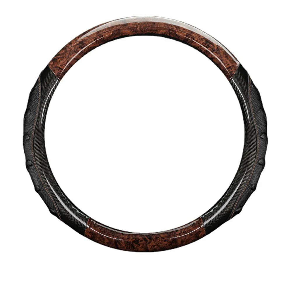 

Steering Wheel Cover Crystal Mahogany Handle Cover Carbon Fiber Anti-Slip Rubber Inner Ring Universal