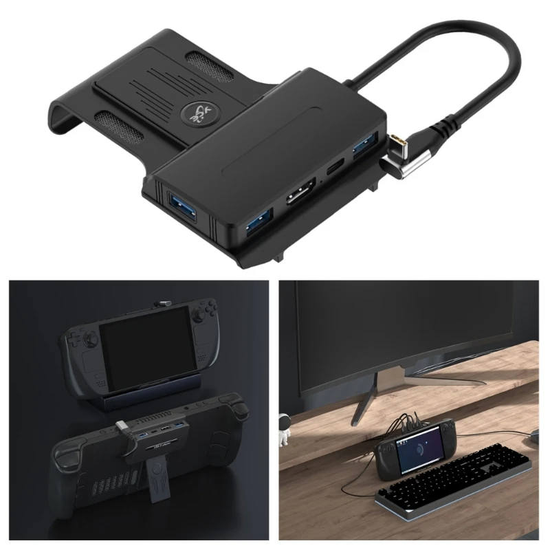 

5 in 1 USB C Docking Station for SteamDeck Stand with 4K@60Hz HDMIcompatible 100W PD USB Ports Charging Base Accessories