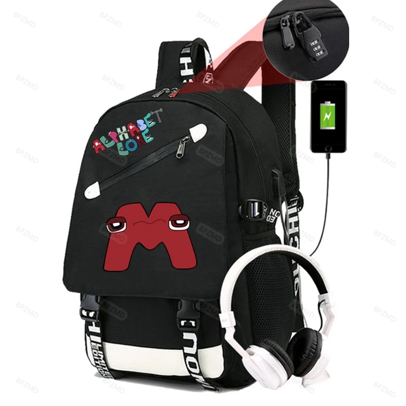 Anime Print Backpack for Boys Girls Student School Bag Usb Charging Multifunctional Causal Large Capacity Rucksack Kid Gift