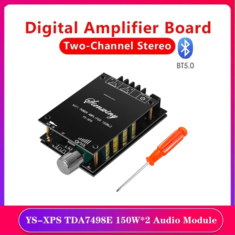 

Усилитель звука Bluetooth плата + радиатор TDA7498E 150Wx2 двухканальный стерео аудио модуль DC12-32V