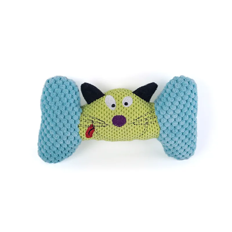 

2023 New 1Pcs Sound Molars Bite Resistant Plush Dog Toy Cat Face Bone Corn Velvet Soft Safe Non-toxic Home Pet Supplies JJ502