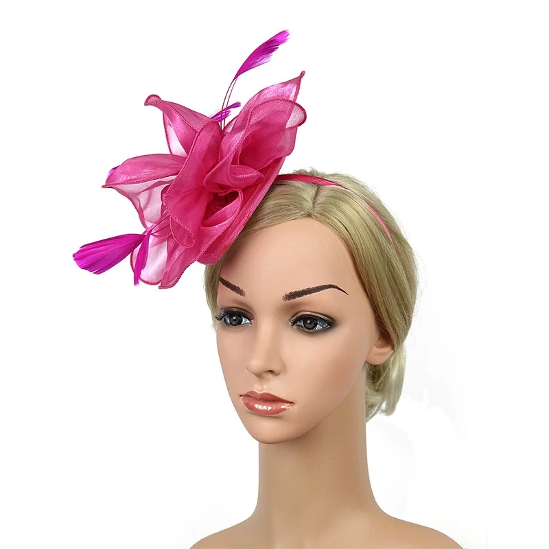 

Fascinator Headpiece Princess Organza Feather Hair Clip Headdress Women Headband