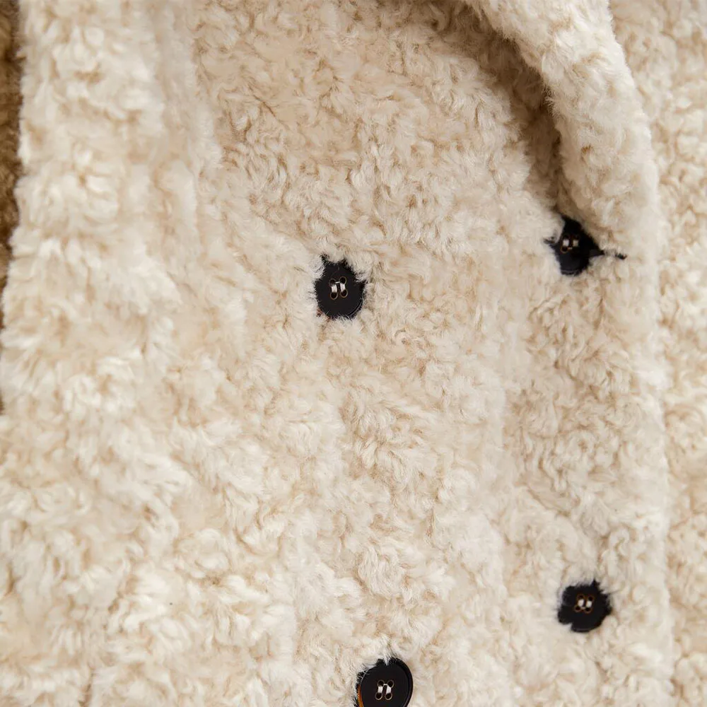 Fall and winter new women's casual sweet versatile lapel long sleeve artificial fur effect warm coat coat