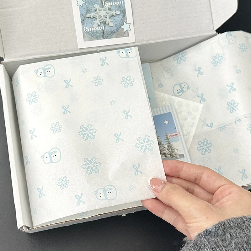 Blue Snowman Snow Pear Paper Handmade Gift Wrapping Flower Bouquet Packaging