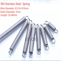10pcs 0 30 40 5mm 304 stainless steel dual hook small tension spring outer dia 3mm length 10 60mm
