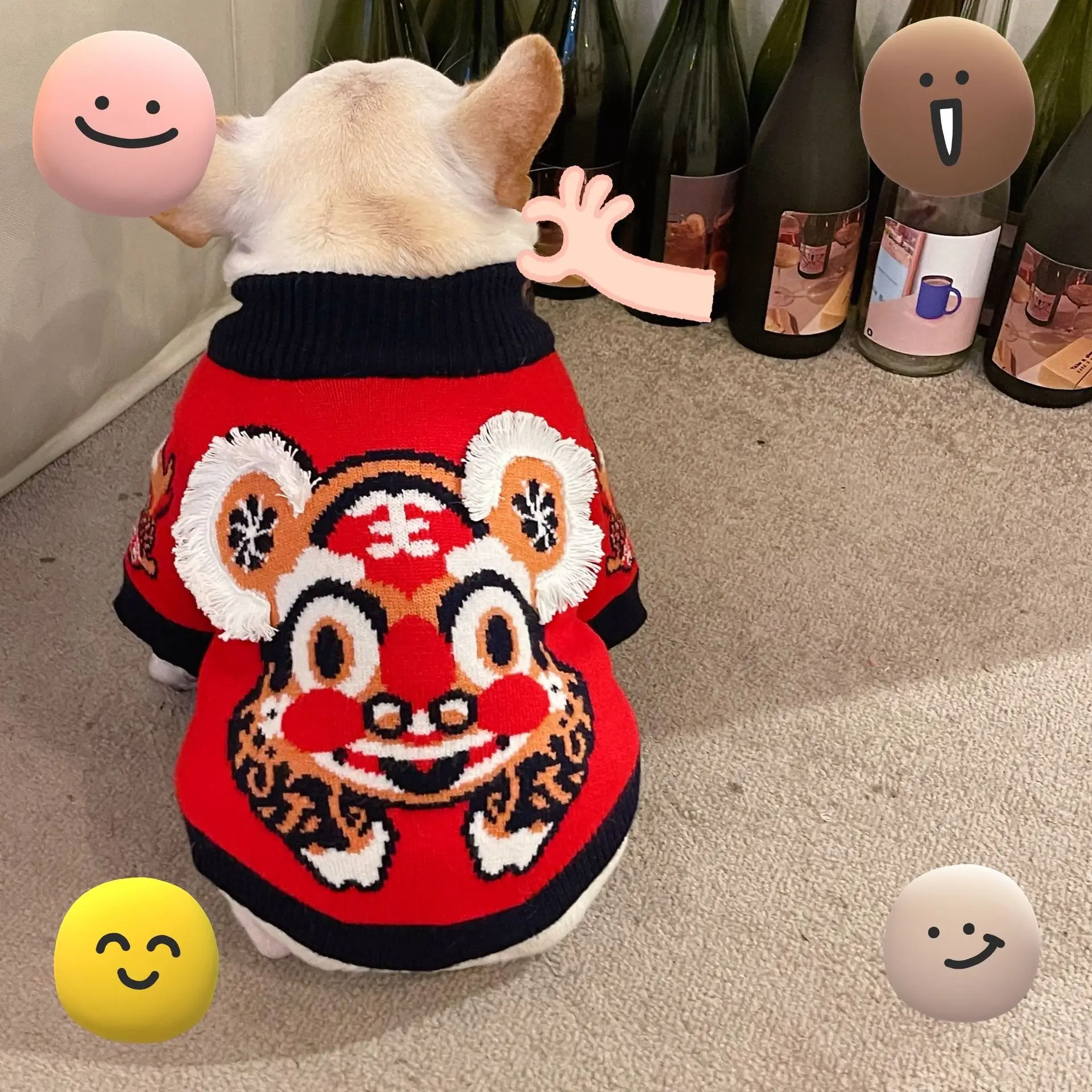 

Новая одежда для домашних животных красный свитер с тигром собака кошка Шнауцер корги теплый свитер Роскошная Одежда для собак Дизайнерска...