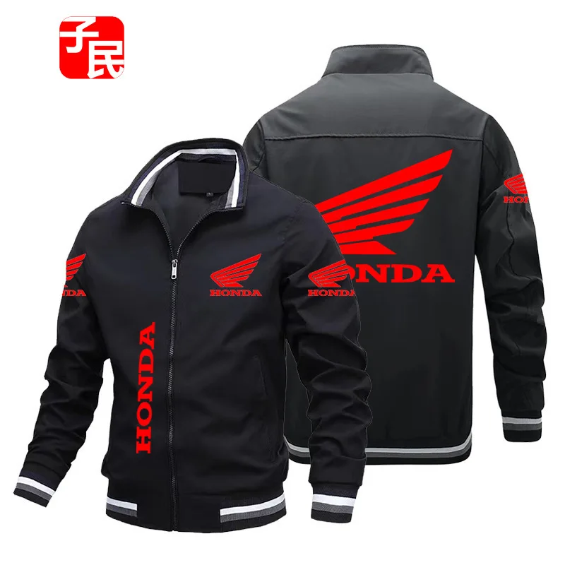 

Мужская куртка с принтом логотипа Honda, модная трендовая спортивная куртка большого размера, ветровка, модная мотоциклетная куртка, осень/зи...