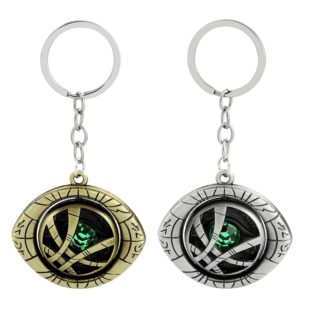 

Avengers Superhero Doctor Strange Keychain Eye Of Agamotto Keyrings Vintage Rotated Eye Pendant Key Holder Jewelry Accessories