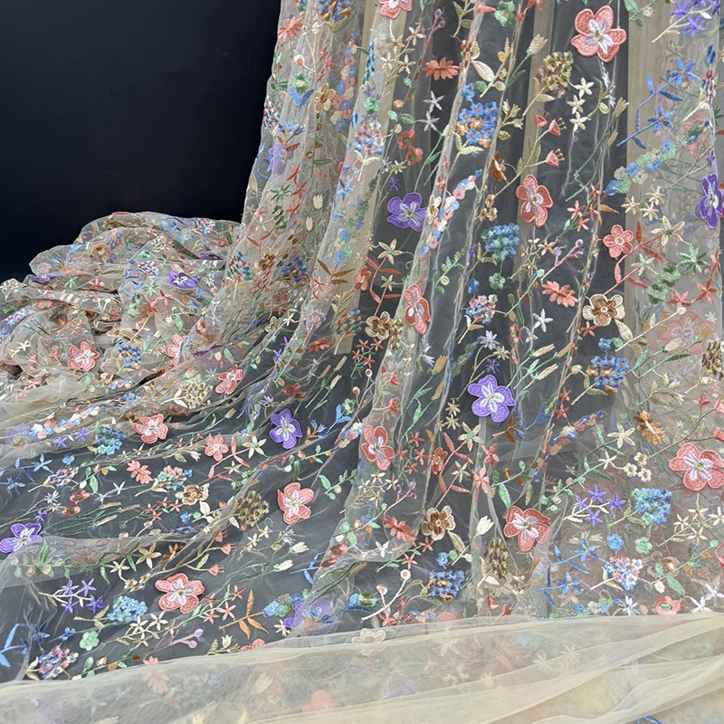 3D цветочная вышитая тюлевая ткань текстильная сетка кружевной цветок свадебные