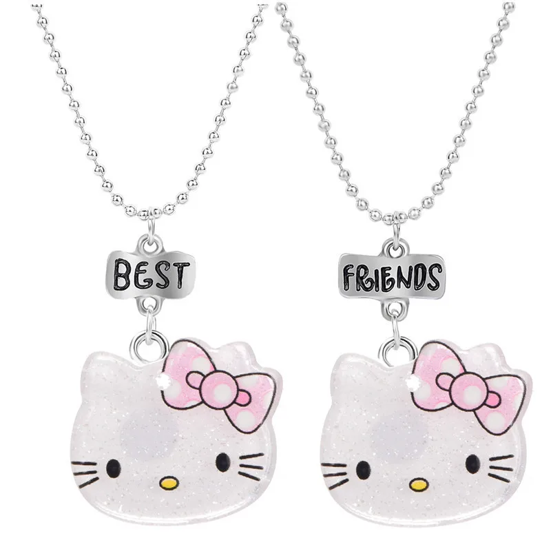 

1pair/2pcs Kitty Cat Best Friends Acrylic Pendant Necklaces