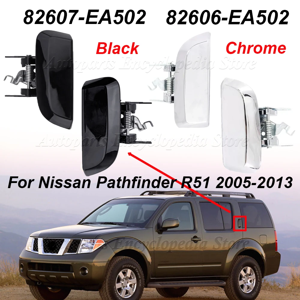 82607-EA502 Наружная дверная ручка черная внешняя задней двери Chorme совместимая 82606-EA502