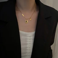meyrroyu stainless steel gold color pendant necklace for women 2022 new trendy moon star clavicle chain jewelry holiday gifts