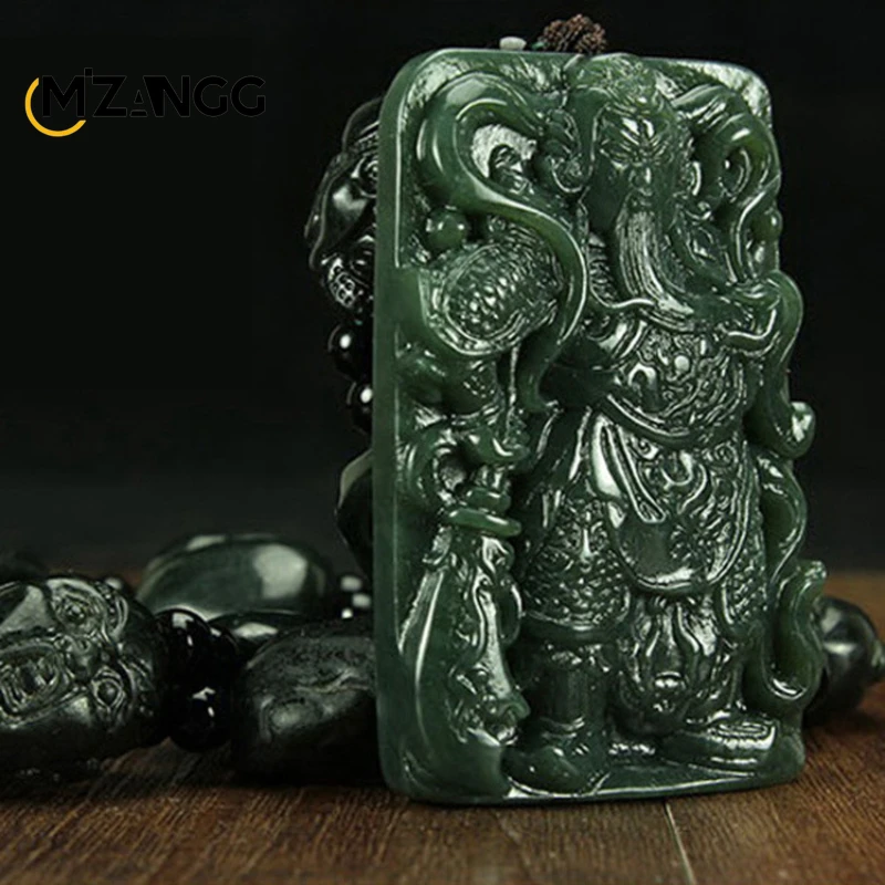 

Natural Hetian Jade Guan Gong Pendant Men's Overbearing Jade Brand Wu God of Wealth Necklace Hand-carved High Fashion Jewelry