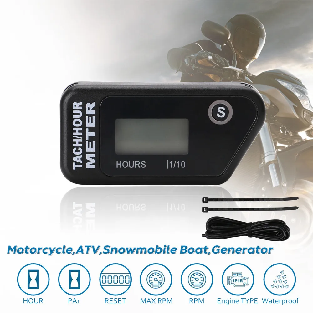 

Wireless Vibration Hour Meter Counter Motorcycle Meter For Motocross Engine Boat Snowmobile Motorcycle Chainsaw ATV Jet Ski 016B