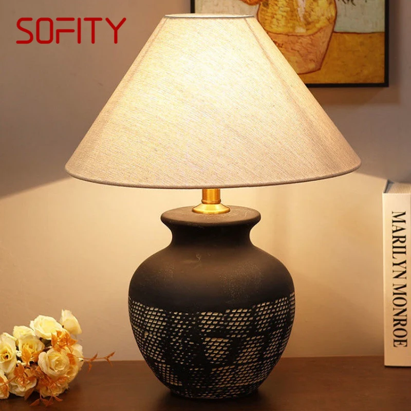 

SOFITY Nordic Ceramic Table Lamp Modern Art Living Room Bedroom Study Villa LED Originality Desk Light