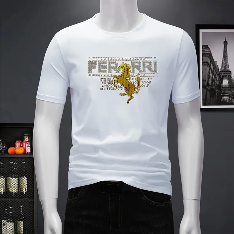 Роскошная легкая мужская футболка с коротким рукавом в европейском стиле